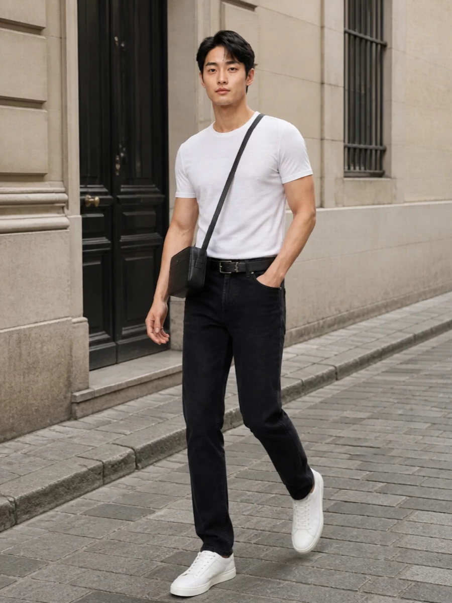 Saint laurent white t shirt black jeans outfit