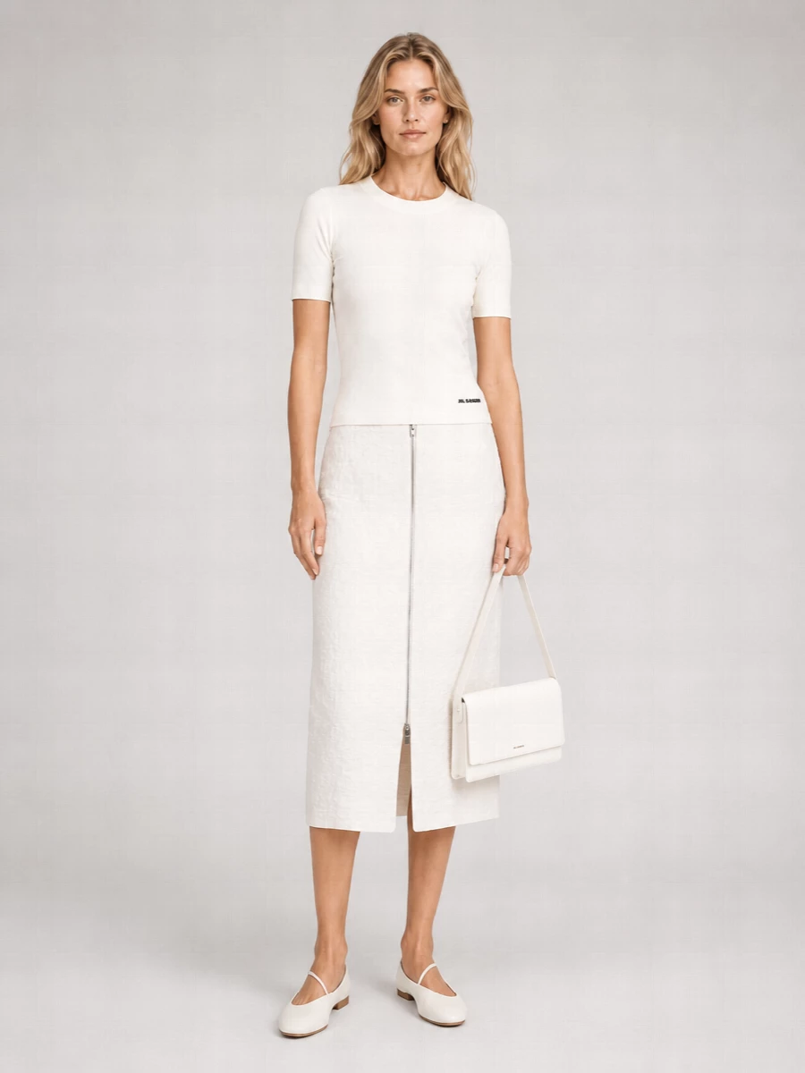 Jil Sander Cotton Logo Print Short Sleeve T-Shirt