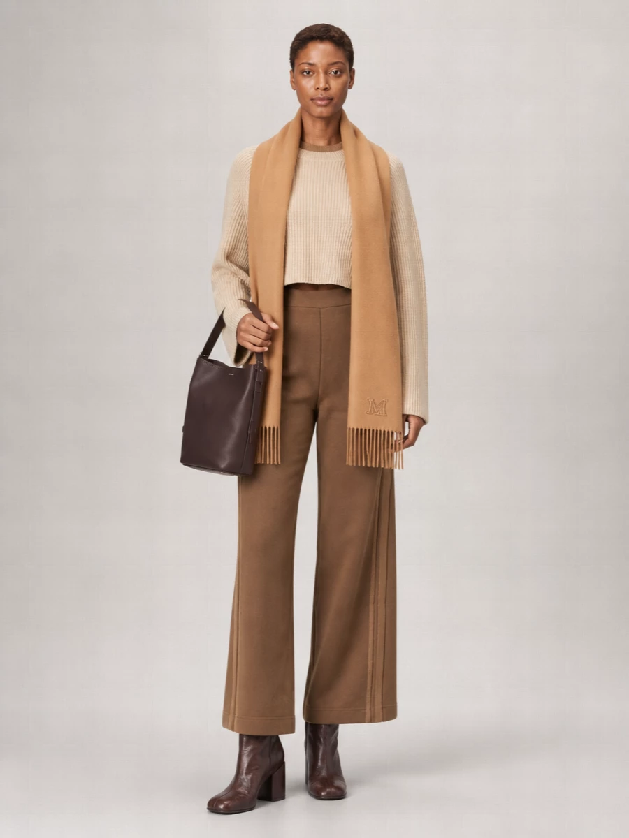 Max Mara Cashmere Wool Ribbed Cropped Long-Sleeve Round-Neck Jumper