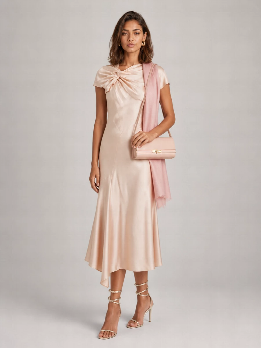 Victoria Beckham Asymmetric Twist Midi Dress