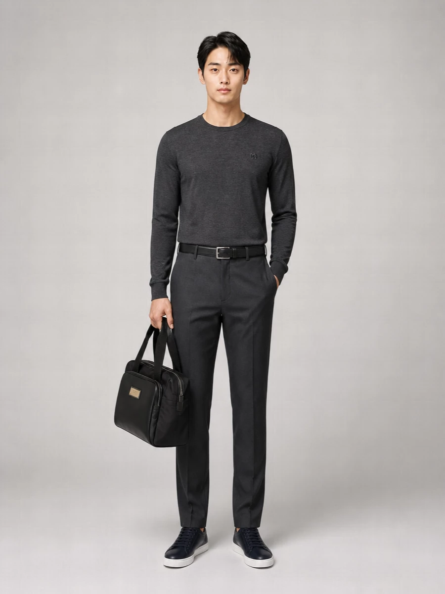 Dolce&Gabbana Virgin Wool Fine-Knit Logo Crew-Neck Sweater