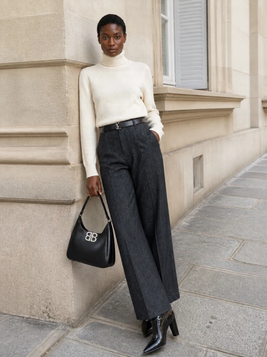 Fendi wide leg trousers ivory knit outfit
