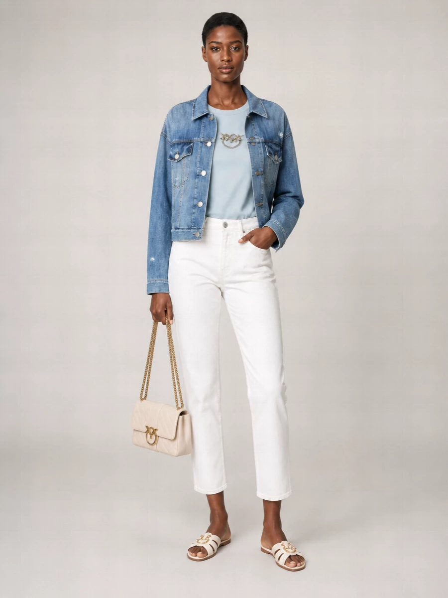 Pinko Cropped Denim Jacket