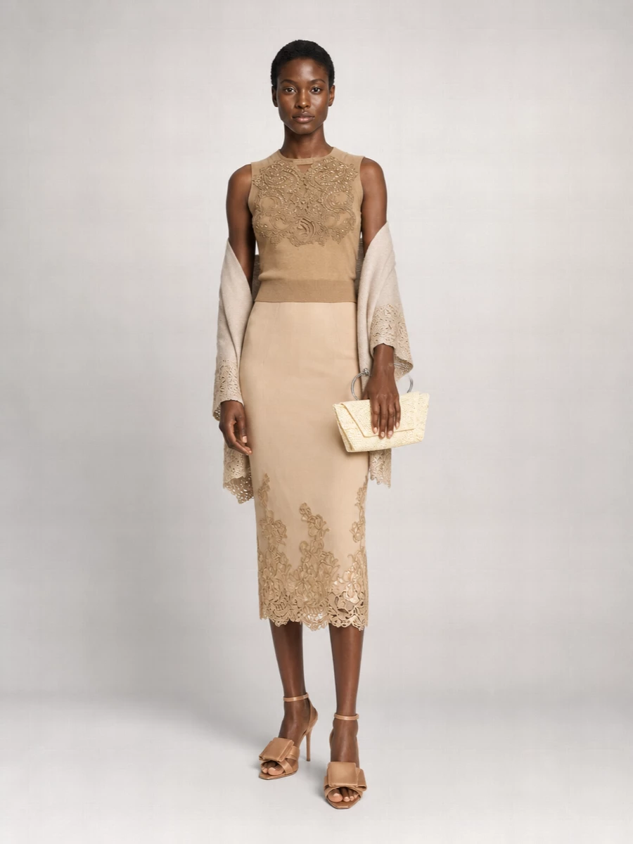 Ermanno Scervino Silk Satin Pencil Skirt