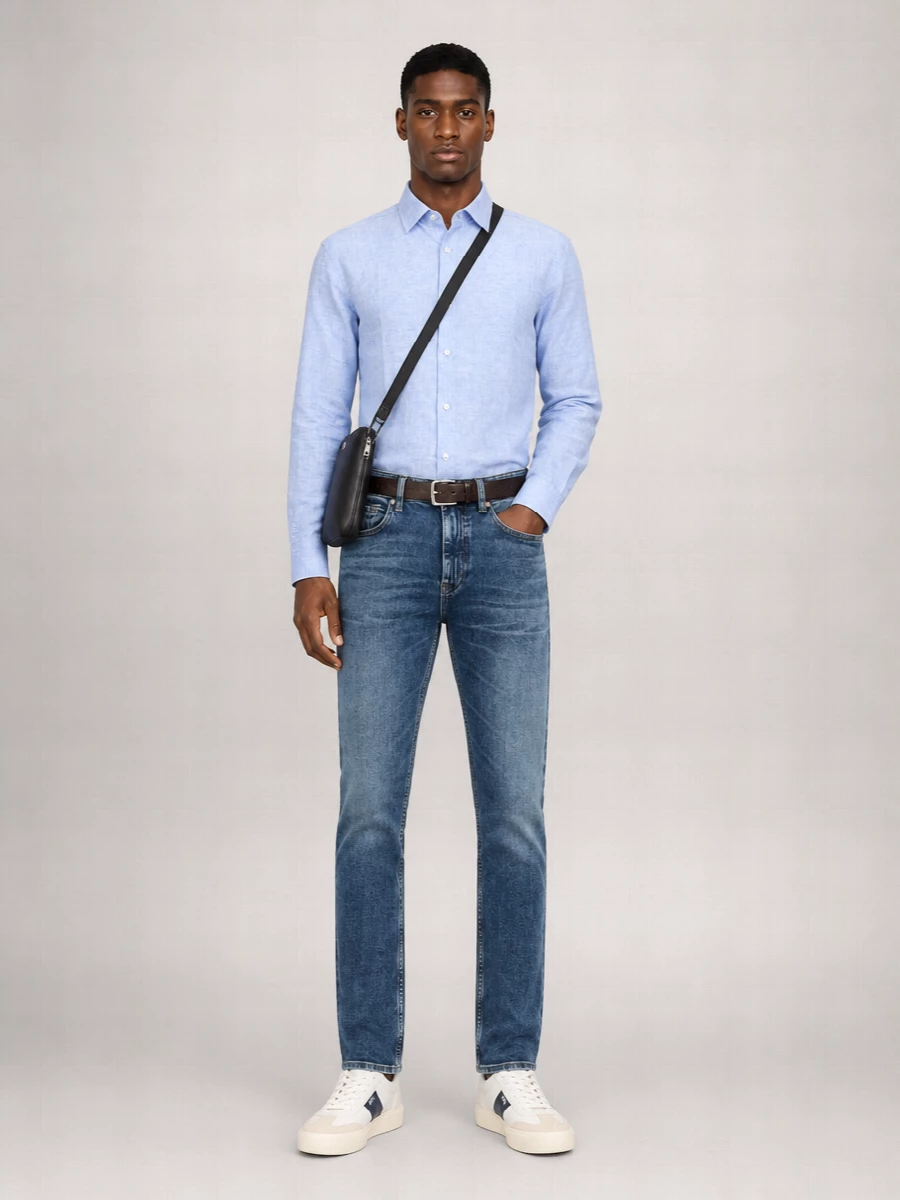 Boss Denim Straight-Leg Trousers
