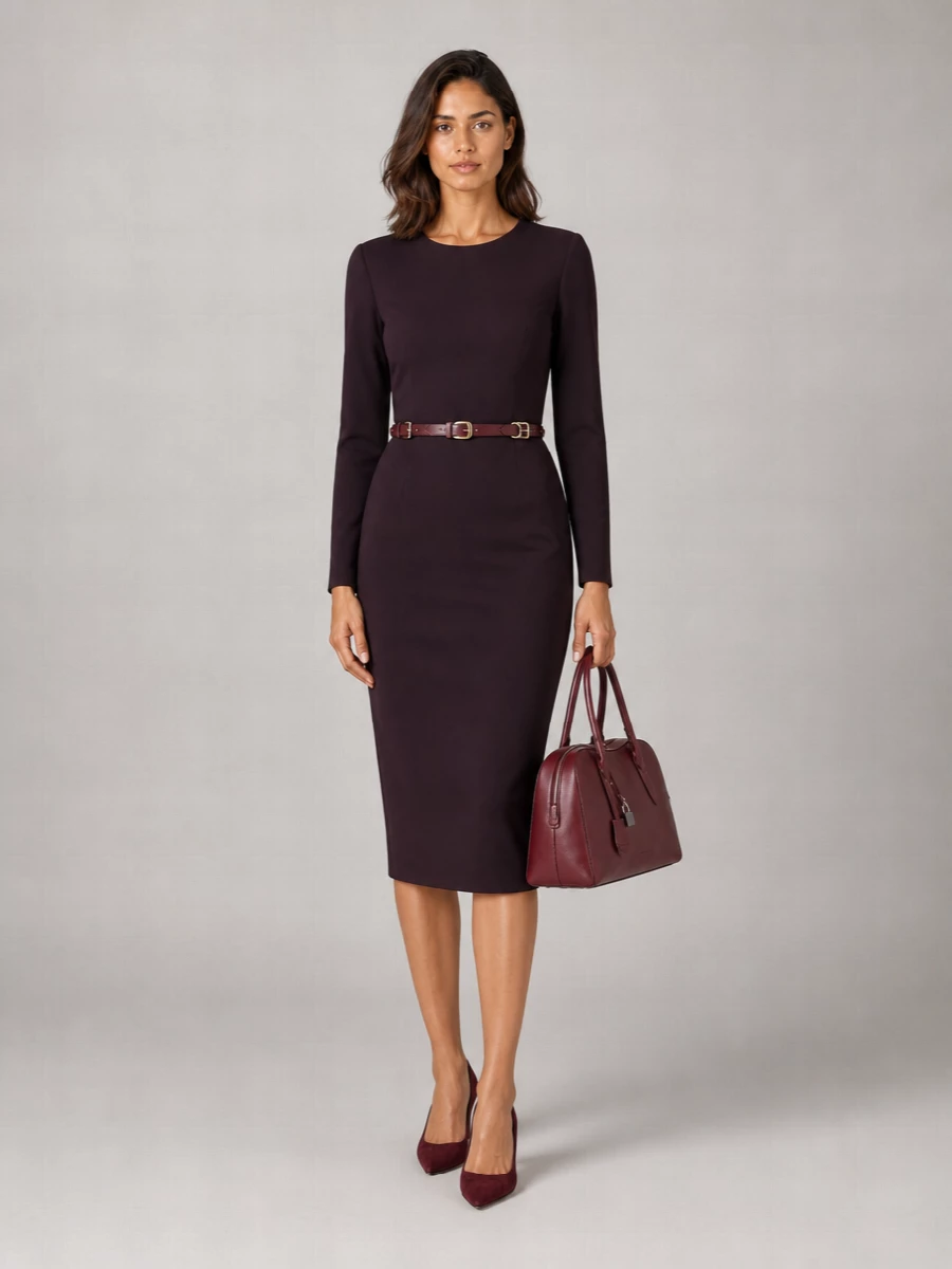 Victoria Beckham Long-Sleeve Fitted Dress
