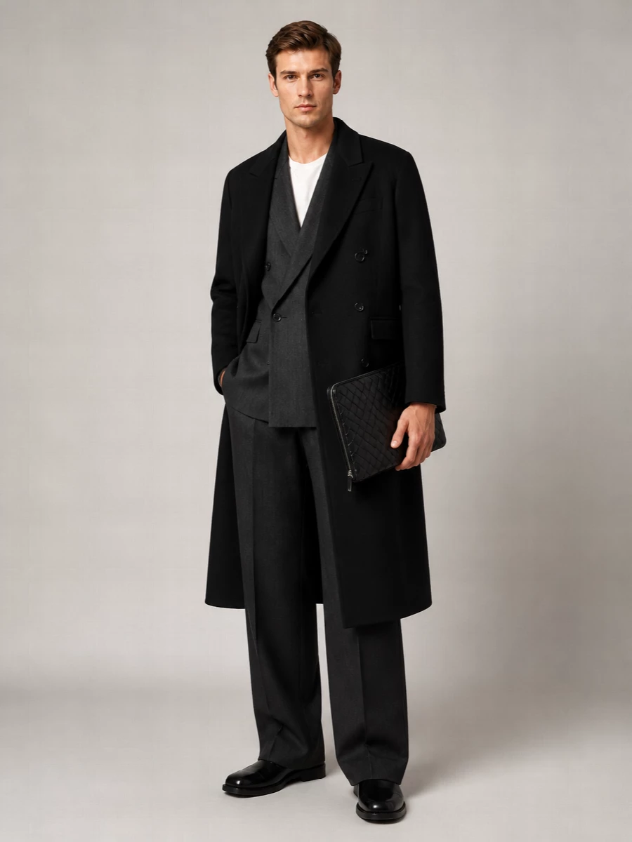 Lardini virgin wool double-breasted coat