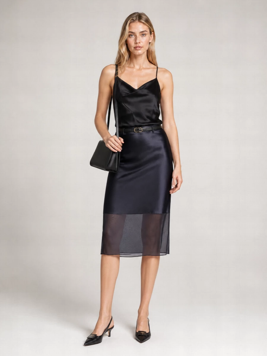 Calvin Klein silk viscose midi high-waisted skirt