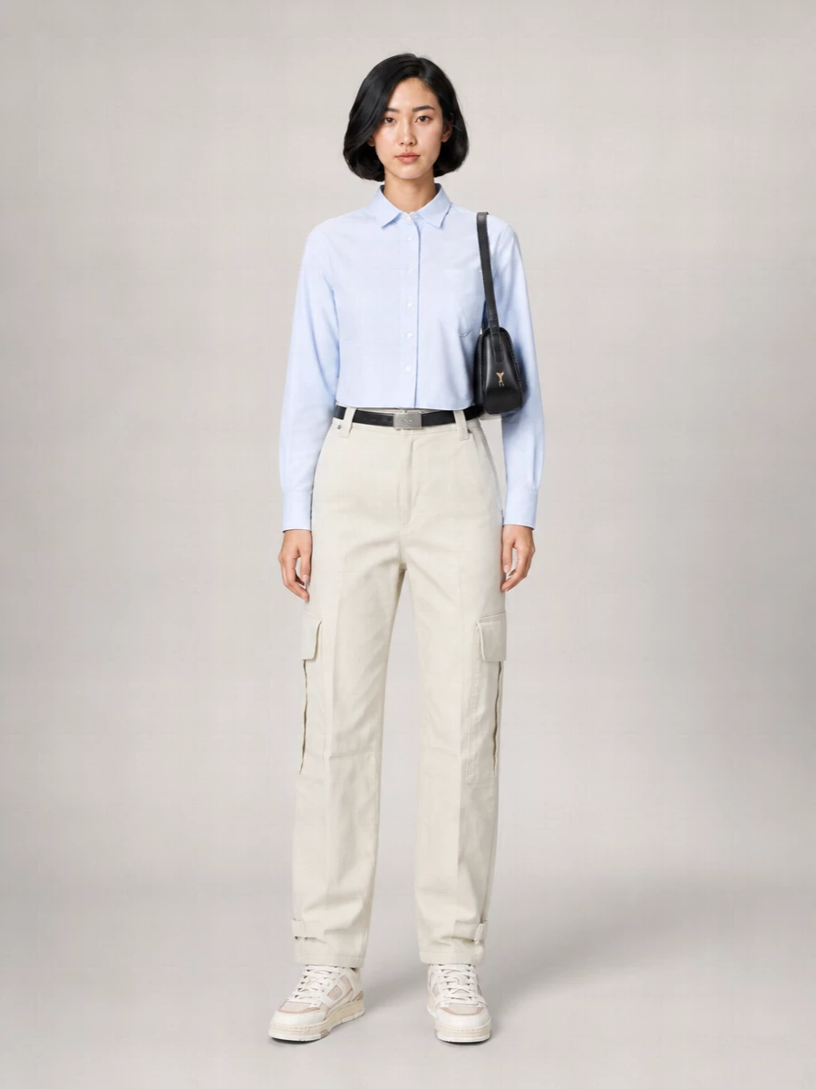 Ami Paris Cotton Straight-Leg Pants