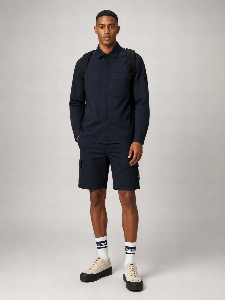 Stone Island Organic Cotton Cargo Bermuda Shorts