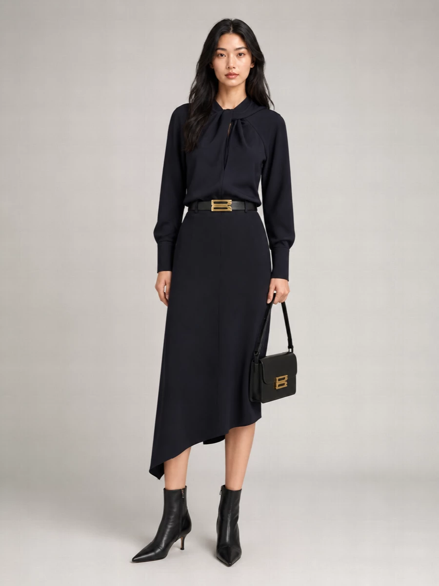 Victoria Beckham Asymmetric Midi Skirt