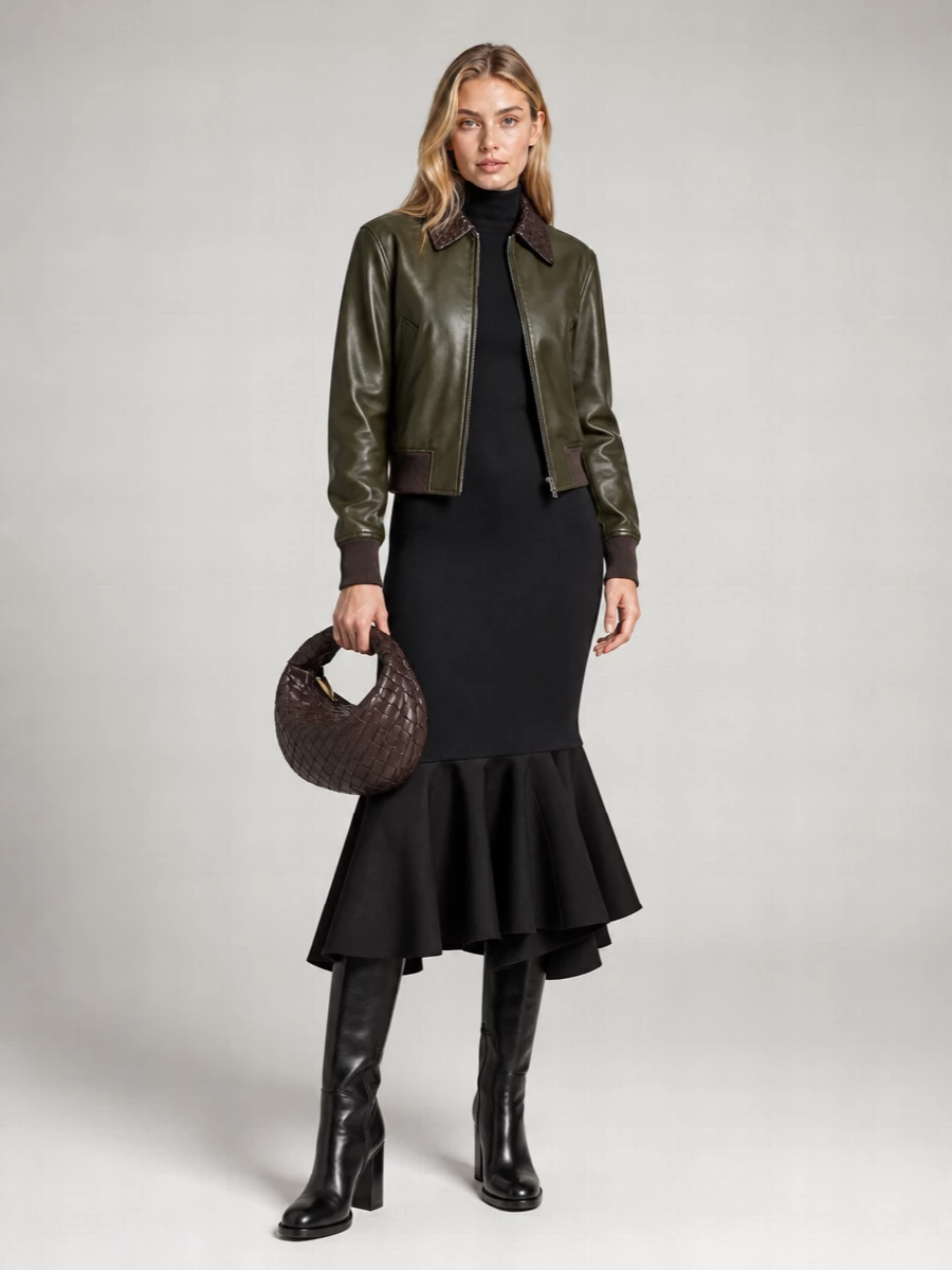 Bottega Veneta glossy lamb leather coat