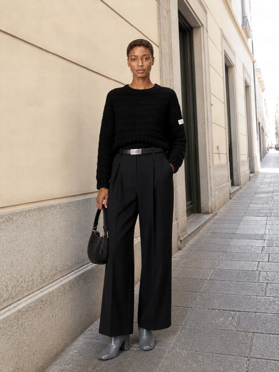 Mm6 margiela black cropped jumper wide leg trousers