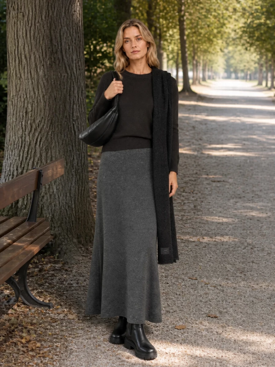 Lisa yang cashmere sweater knit skirt outfit