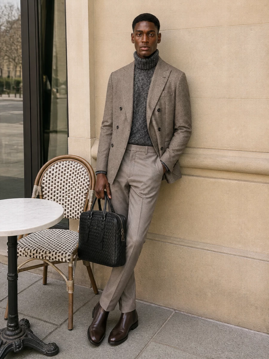 Brunello cucinelli taupe blazer taupe trousers