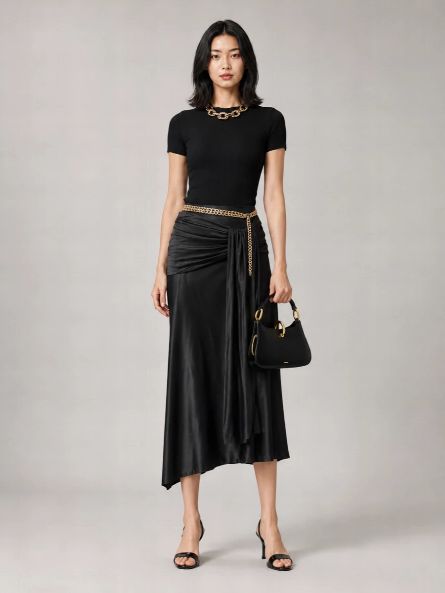 Paco Rabanne Satin Wrap Skirt