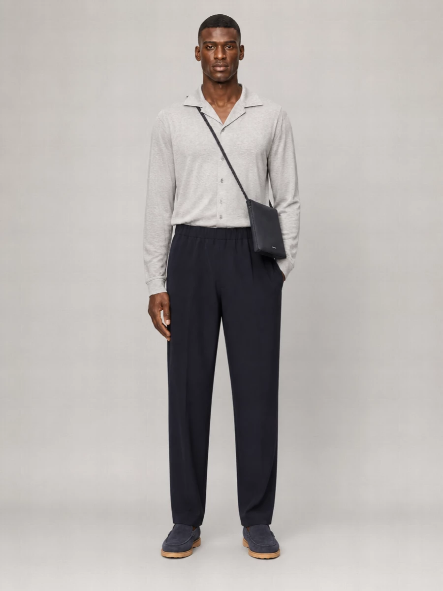 Lardini Virgin Wool Drawstring Straight-Leg Trousers
