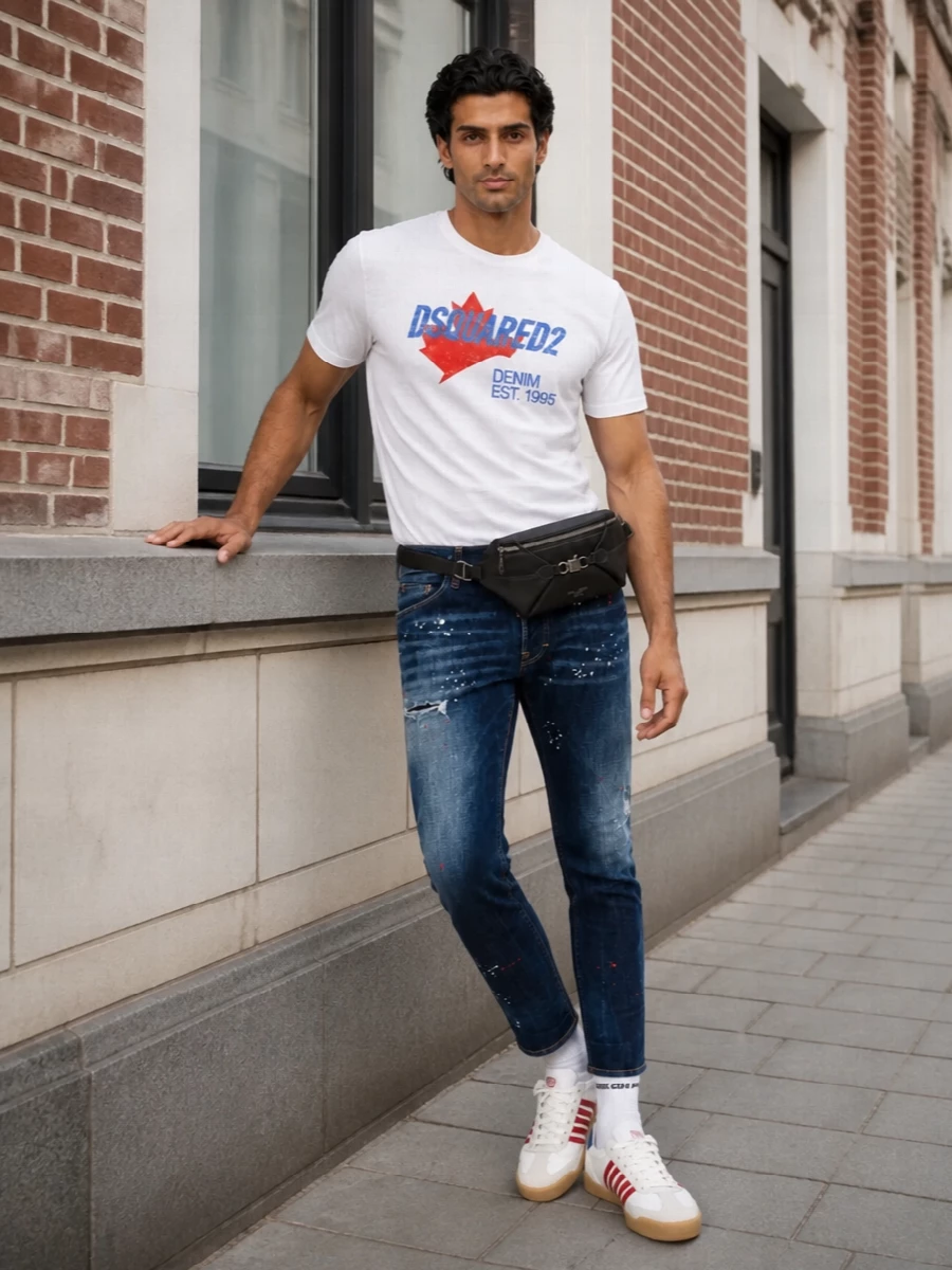 Dsquared2 jeans logo tee retro sneakers