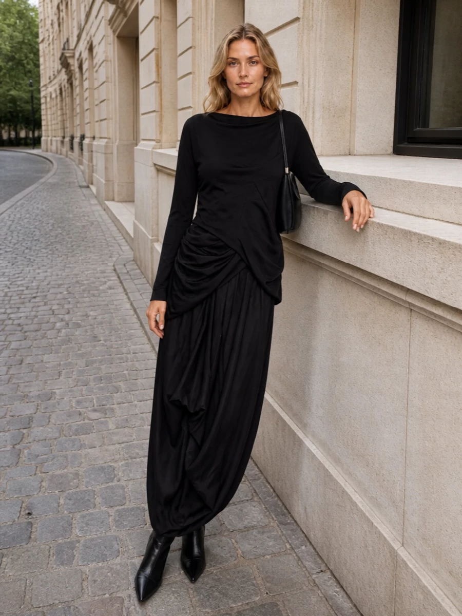 Junya watanabe top jil sander black maxi skirt