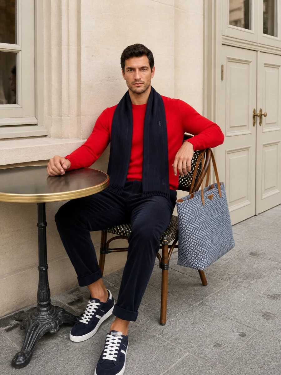 Polo ralph lauren red sweater navy cords outfit