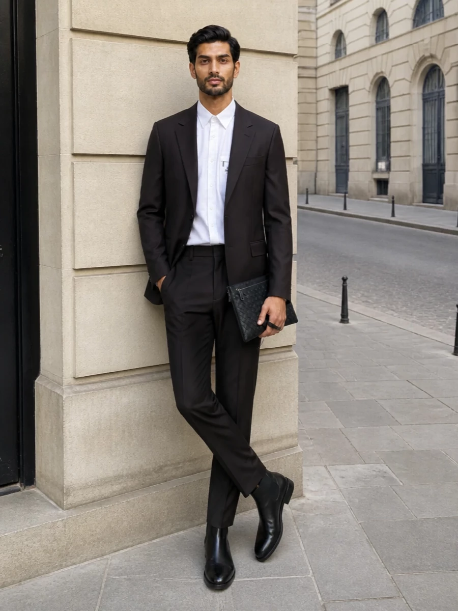 Fendi espresso blazer dark brown suit outfit