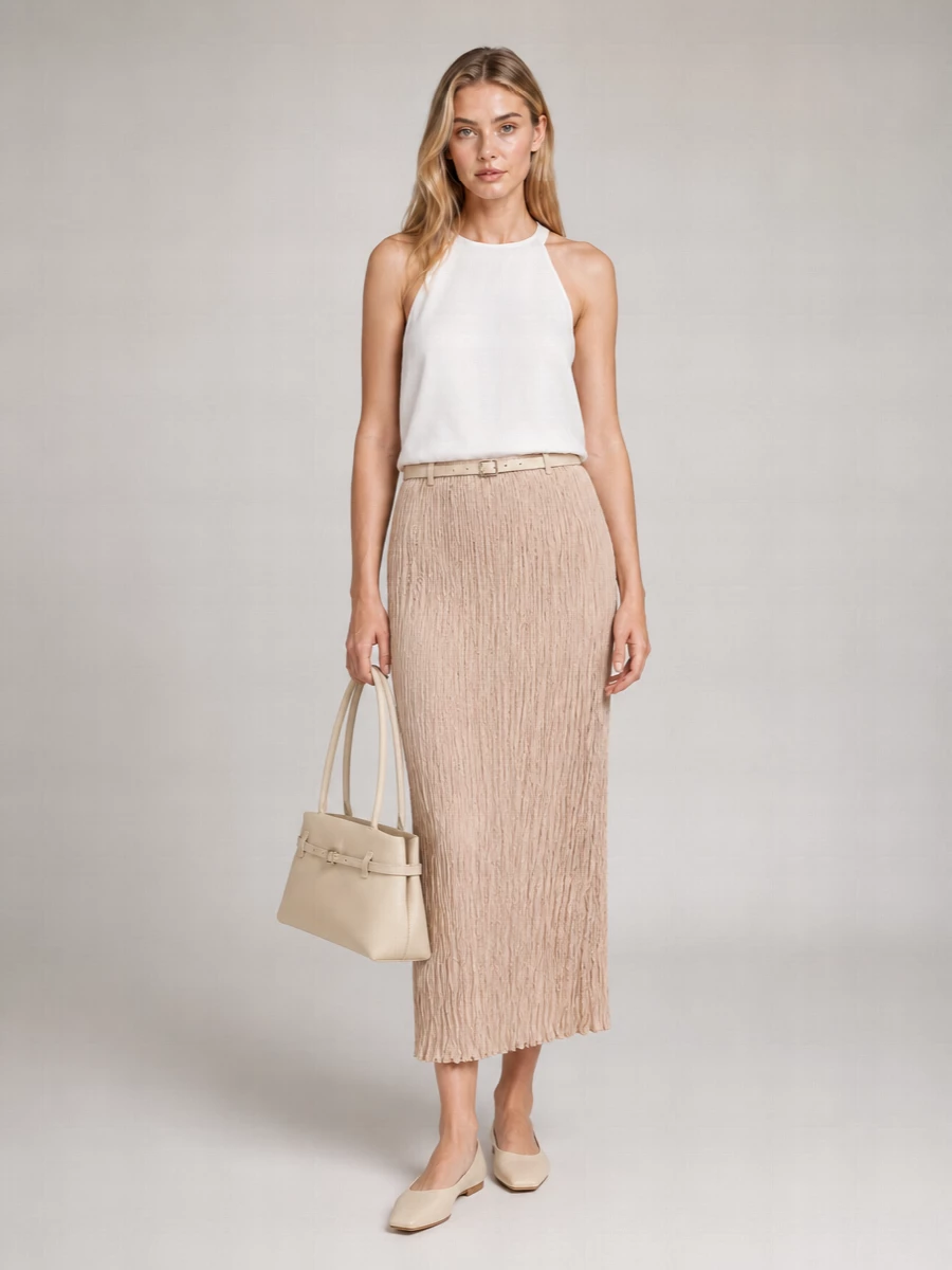 Alysi Wrinkled Pleated Skirt