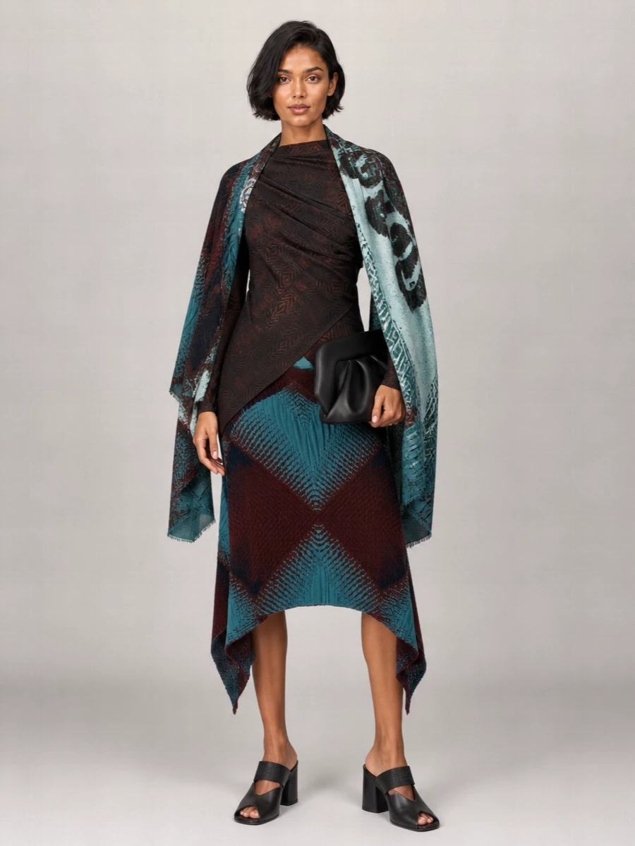 Kiko Kostadinov Asymmetric Jacquard Knit Skirt
