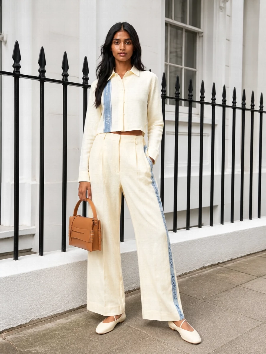 Jw anderson cropped shirt wide leg trousers outfit