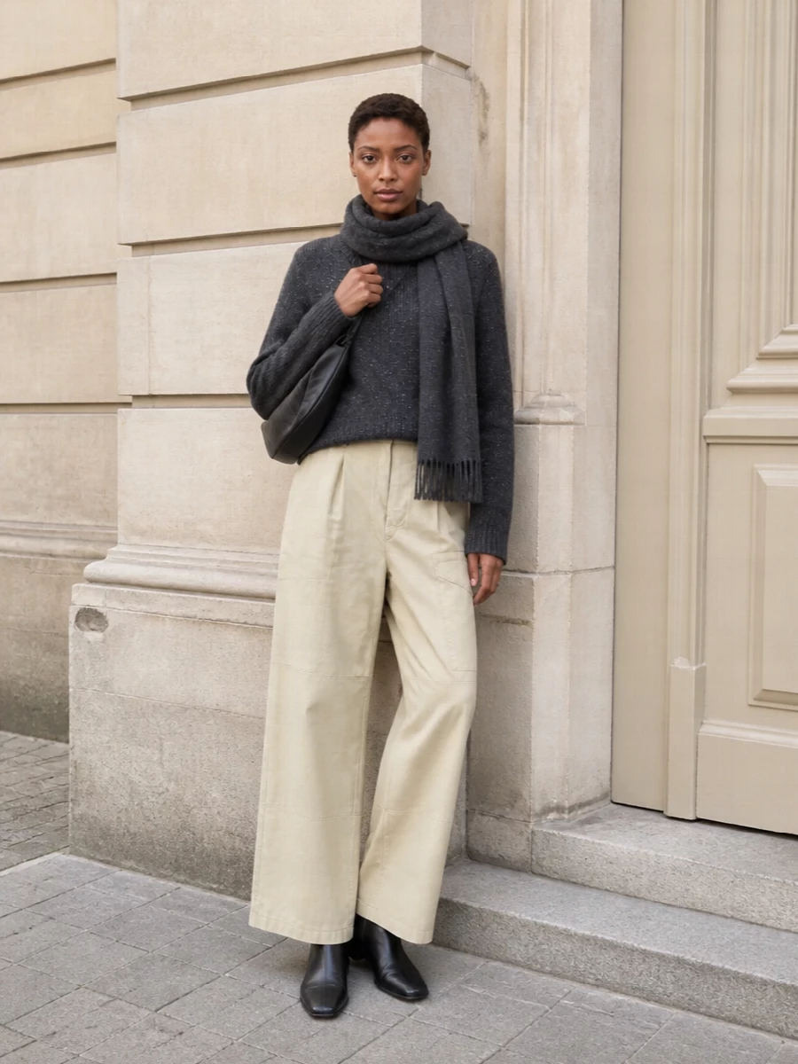 Auralee knit wide leg trousers the row boots