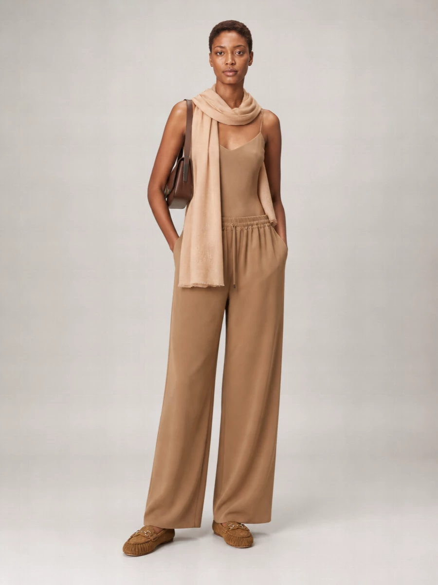 Max Mara Silk High-Rise Pleated Wide-Leg Trousers