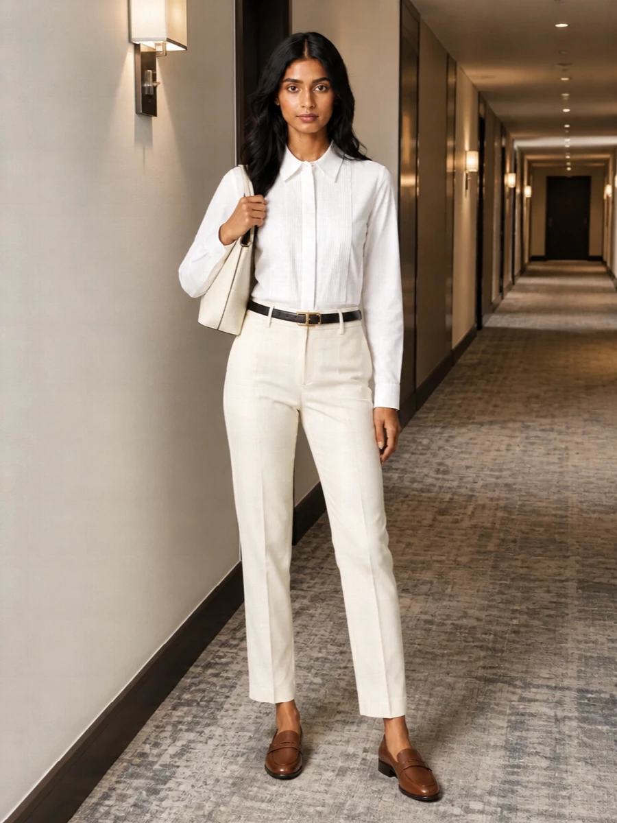 Dondup cream trousers tuxedo shirt tods loafers