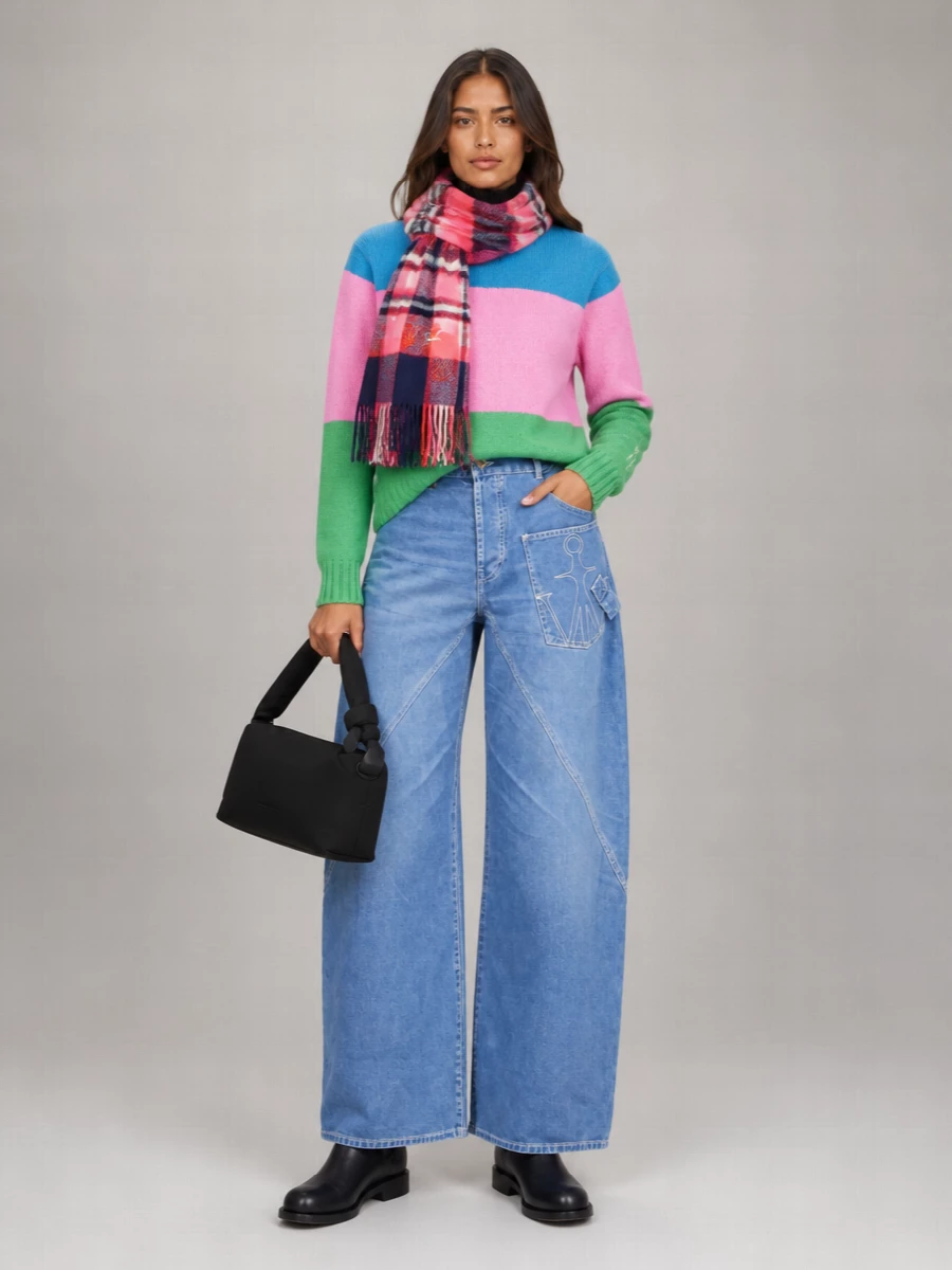 Jw Anderson Wool Color-Block Ribbed Crew-Neck Jumper