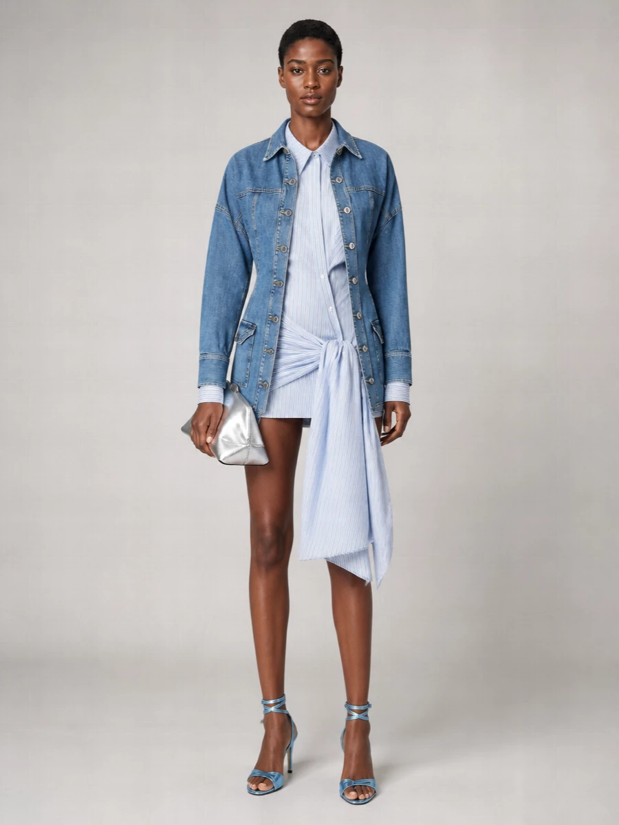 The Attico Denim Mini Shirt Dress