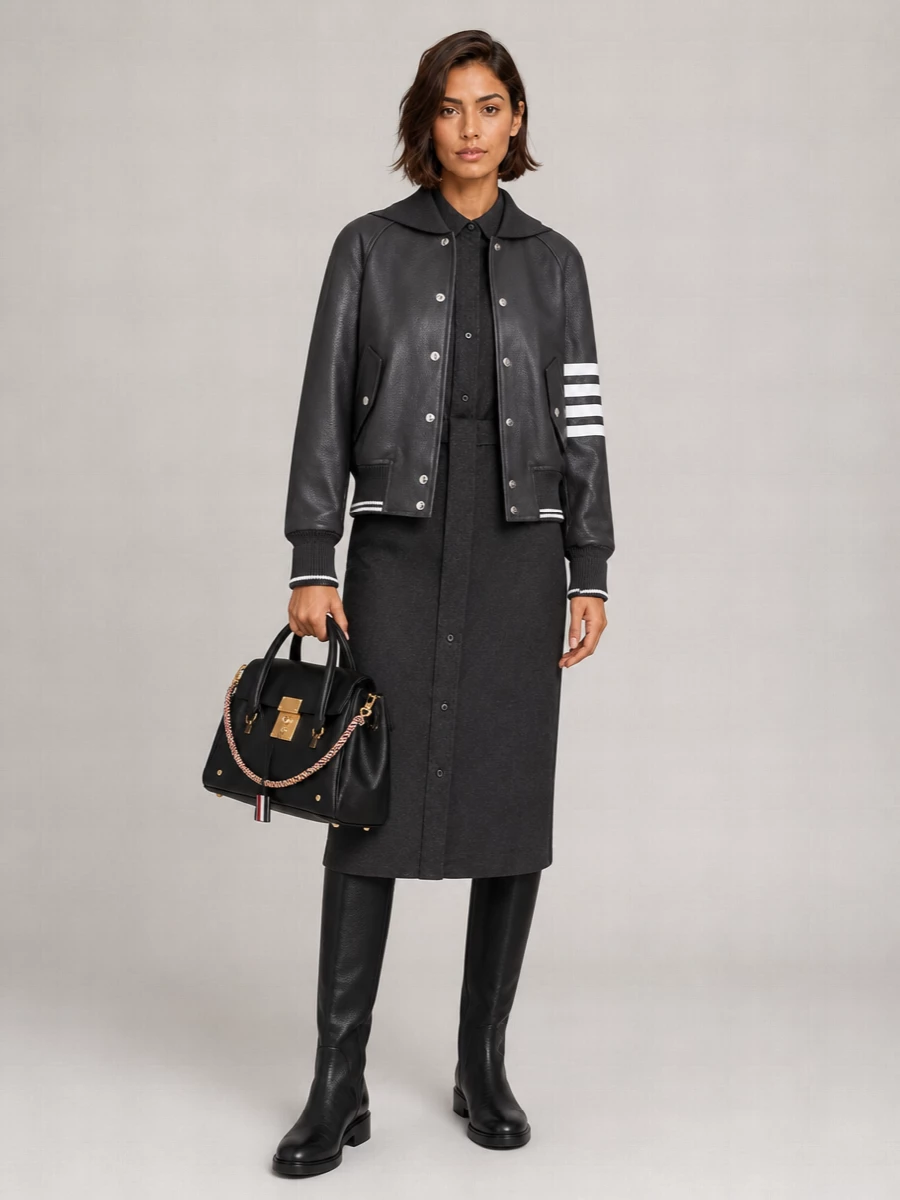 Thom Browne Leather Knee-High Chelsea Boots