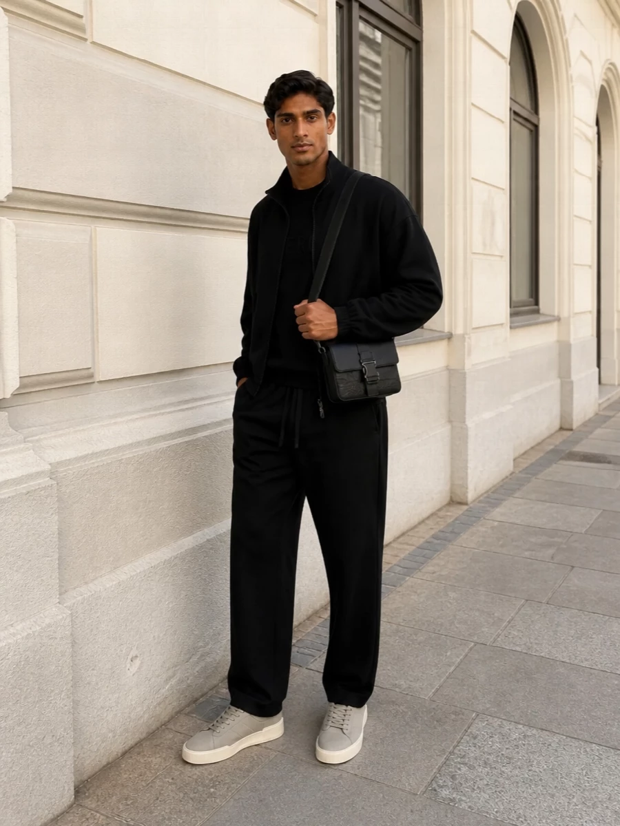 Fear of god black blouson drawstring pants outfit