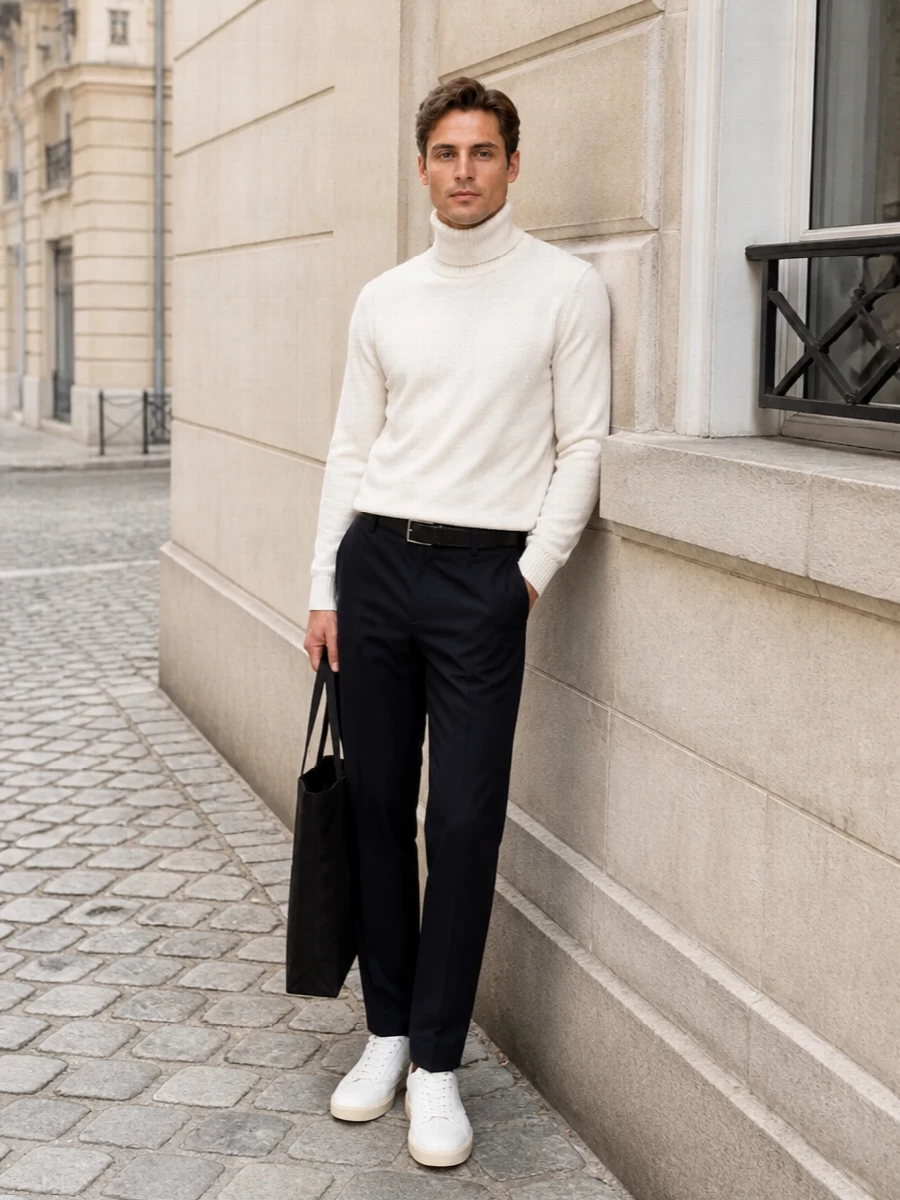 Ten c turtleneck etro navy trousers jil sander sneakers