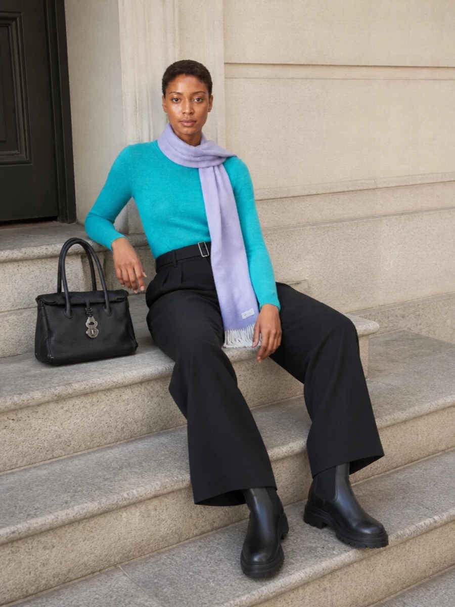 Studio nicholson turquoise sweater black wide leg
