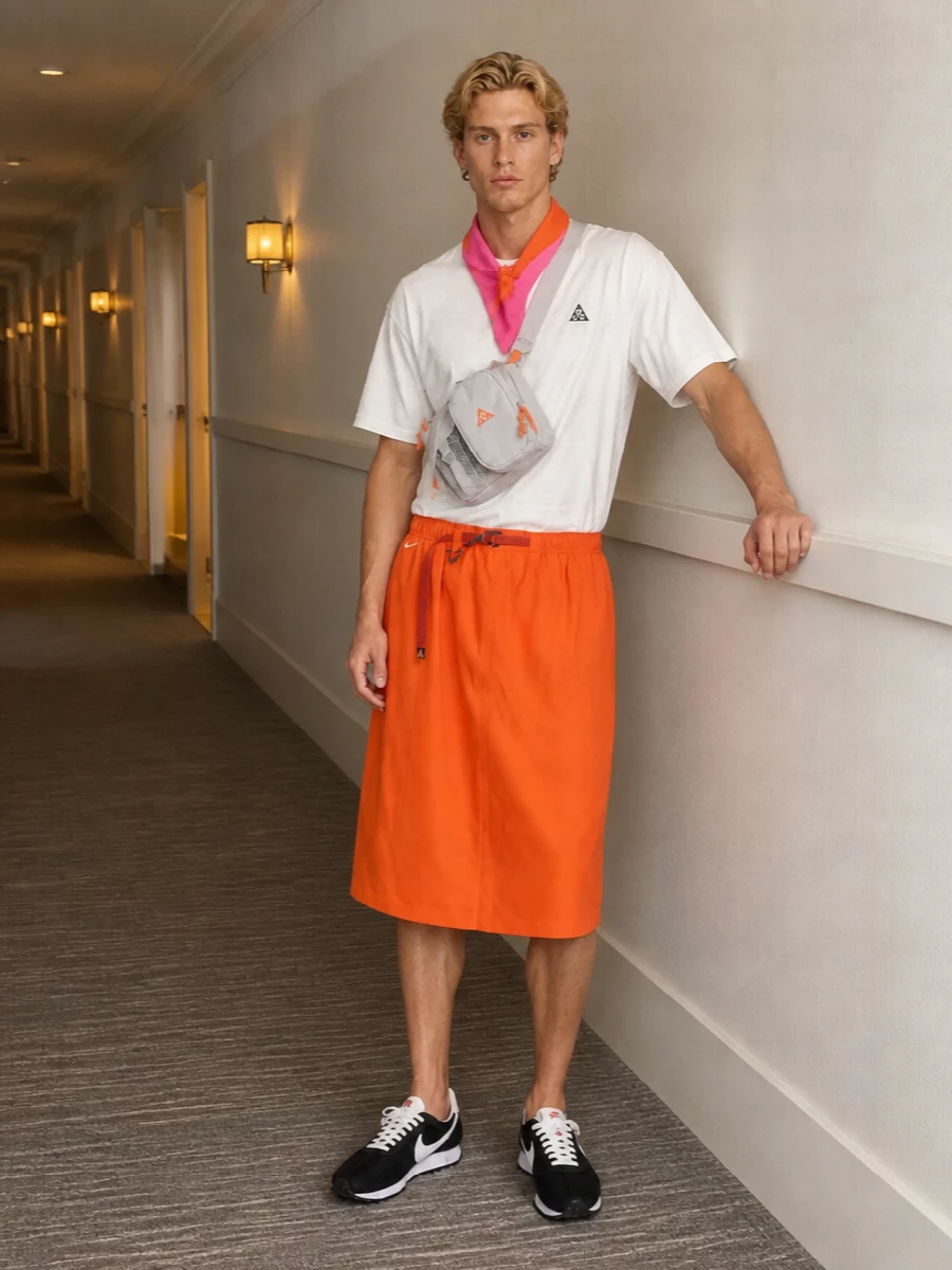 Nike acg orange deck shorts white tee outfit
