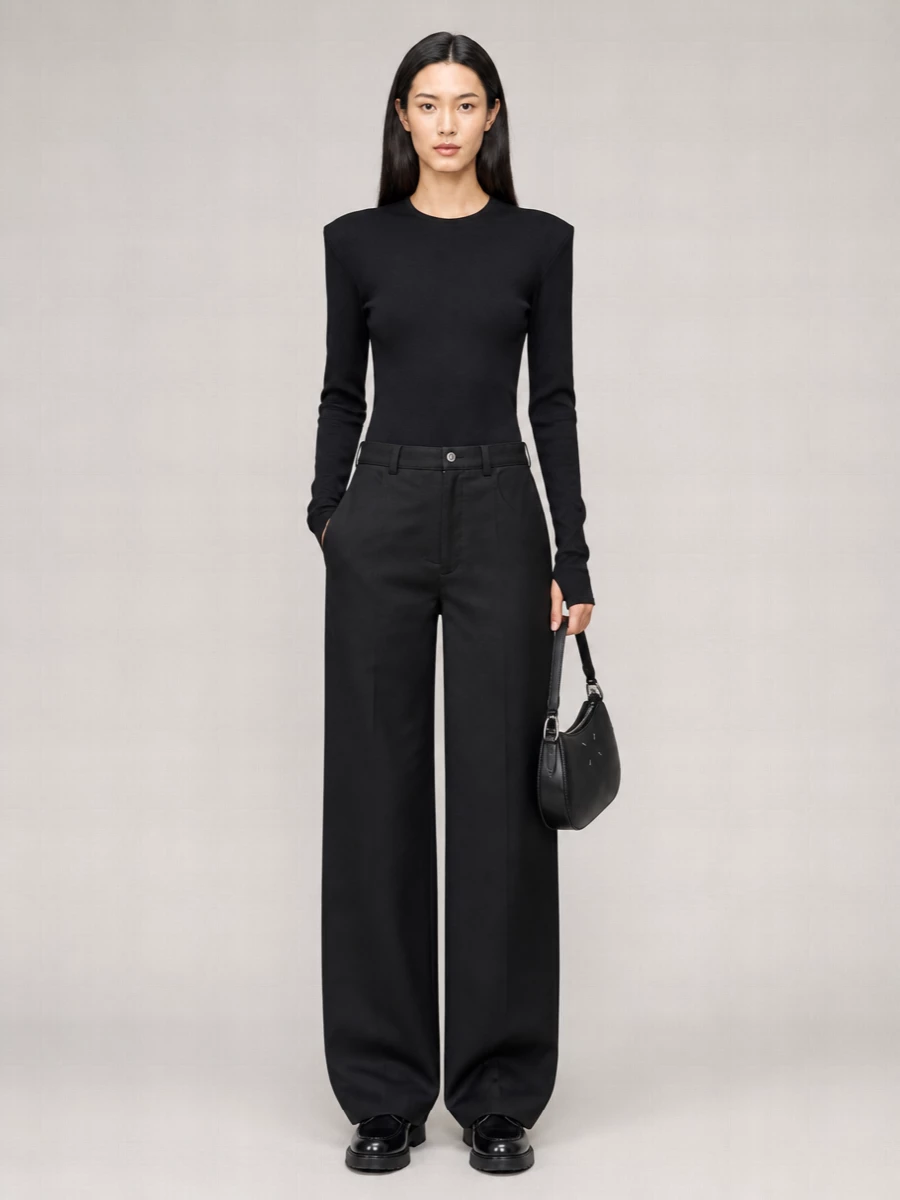 Mm6 Maison Margiela Cotton High-Rise Wide-Leg Trousers