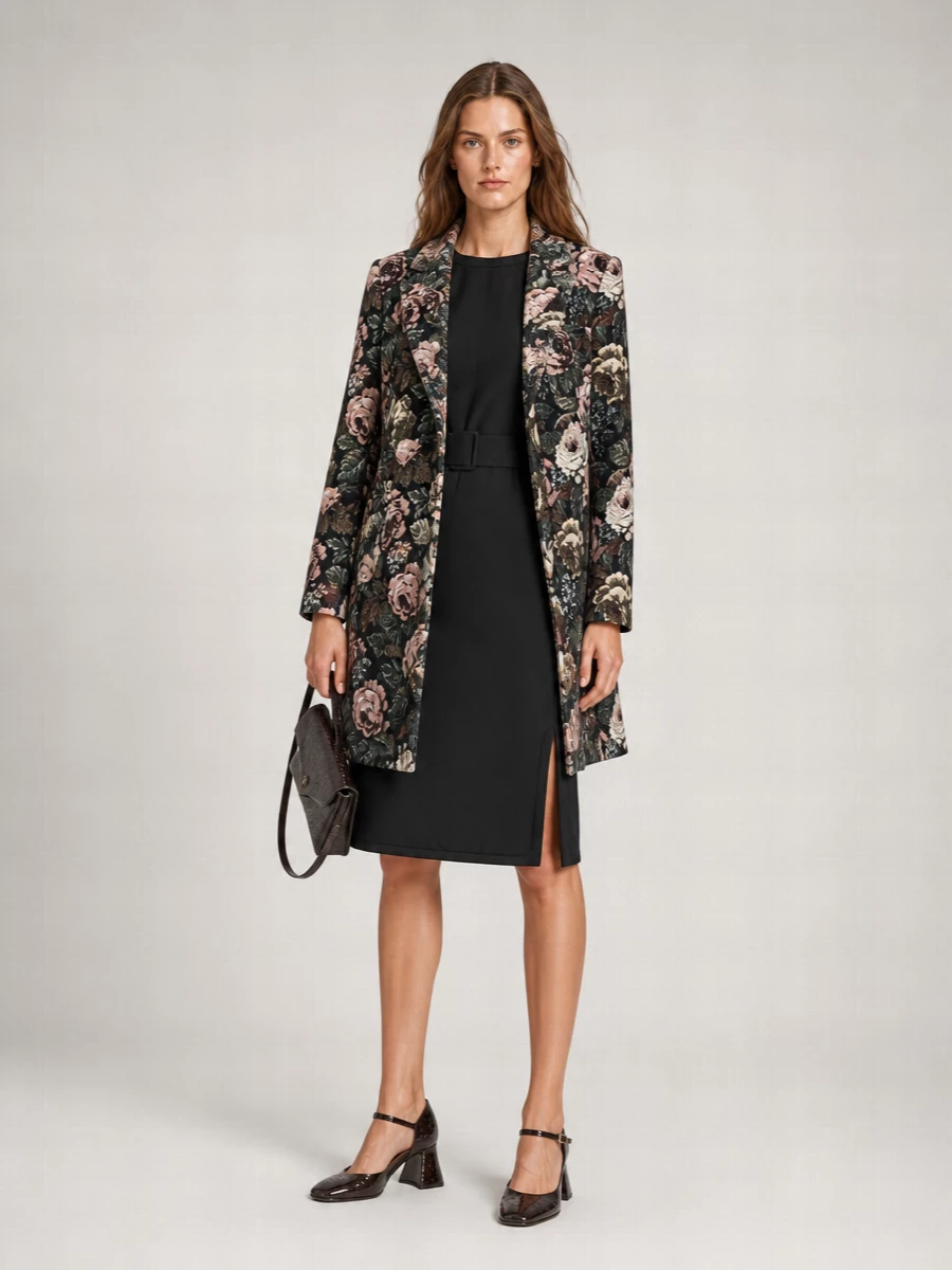 Dries Van Noten Jacquard Single Breasted Coat
