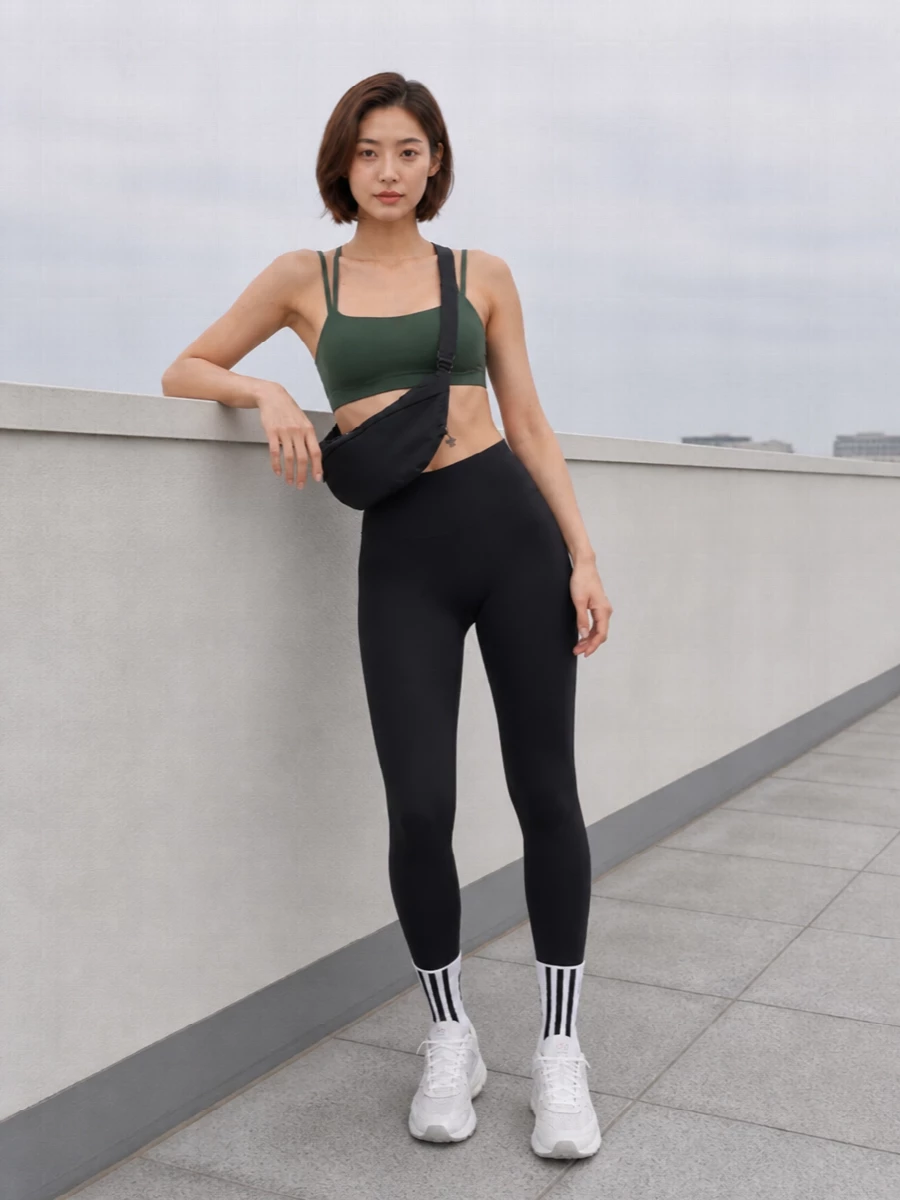 Nike olive bra black leggings sport outfit