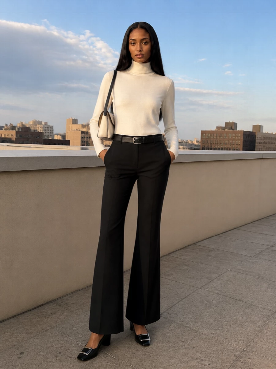 Rohe ivory blouse the row black flared trousers