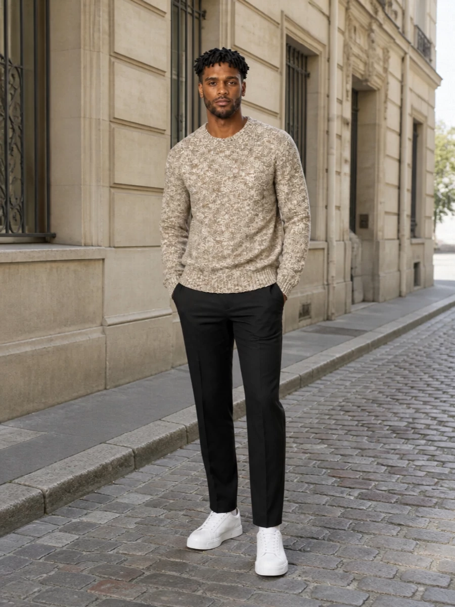 Dolce gabbana mens black trousers knit outfit