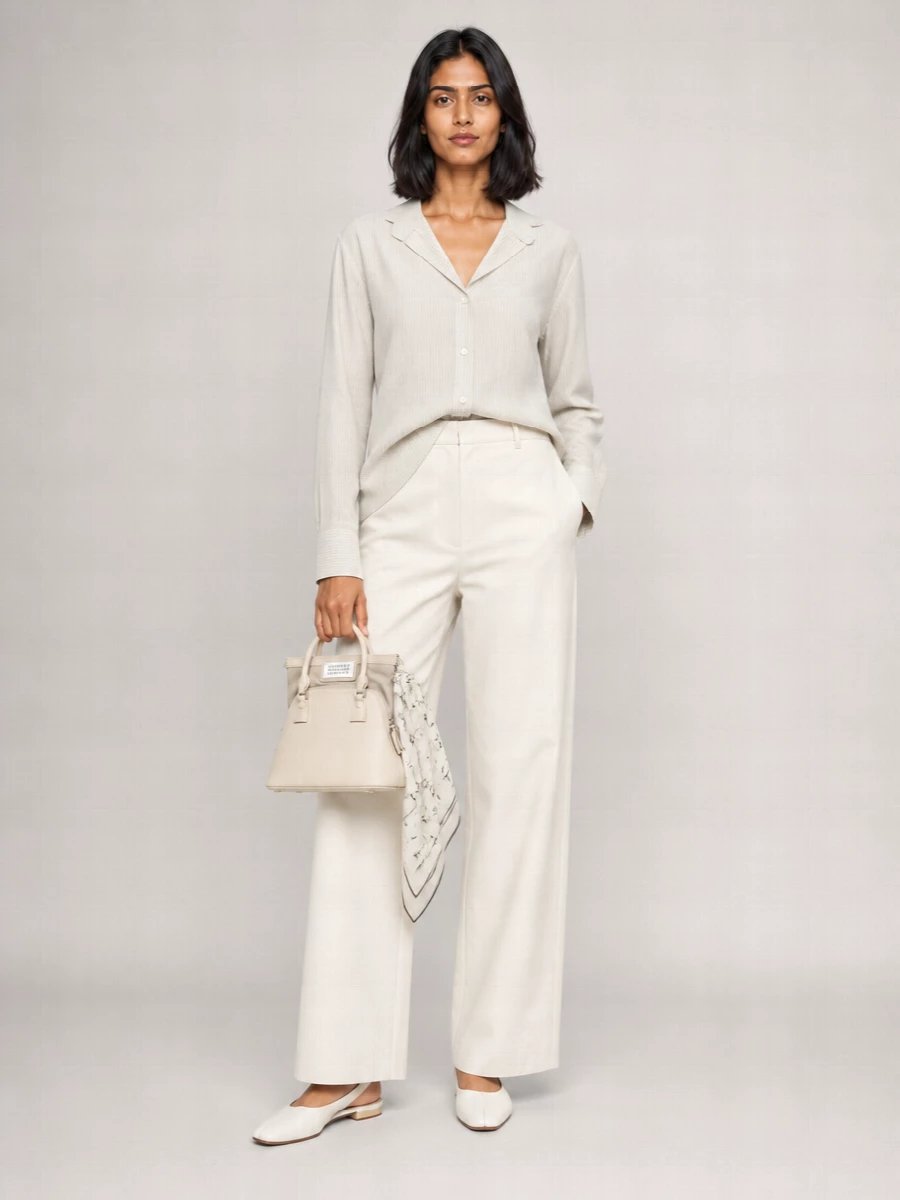 Mm6 Maison Margiela Striped Cotton Relaxed-Fit Collarless Shirt