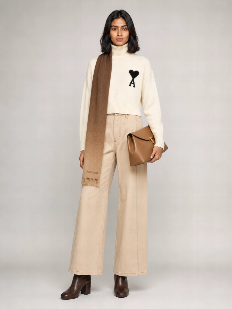 Ami Paris Denim Wide-Leg Jeans