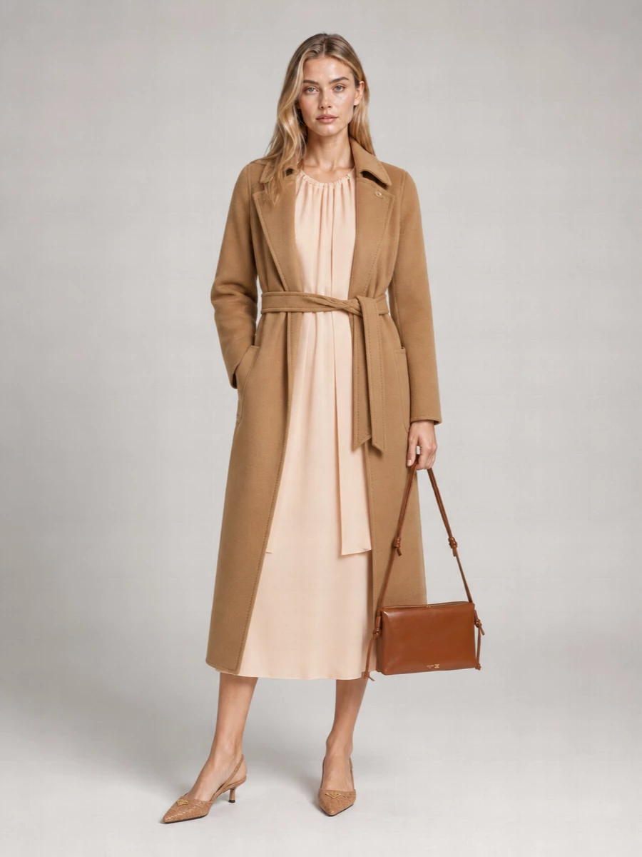 Max Mara Cashmere Belted Single Breasted Coat