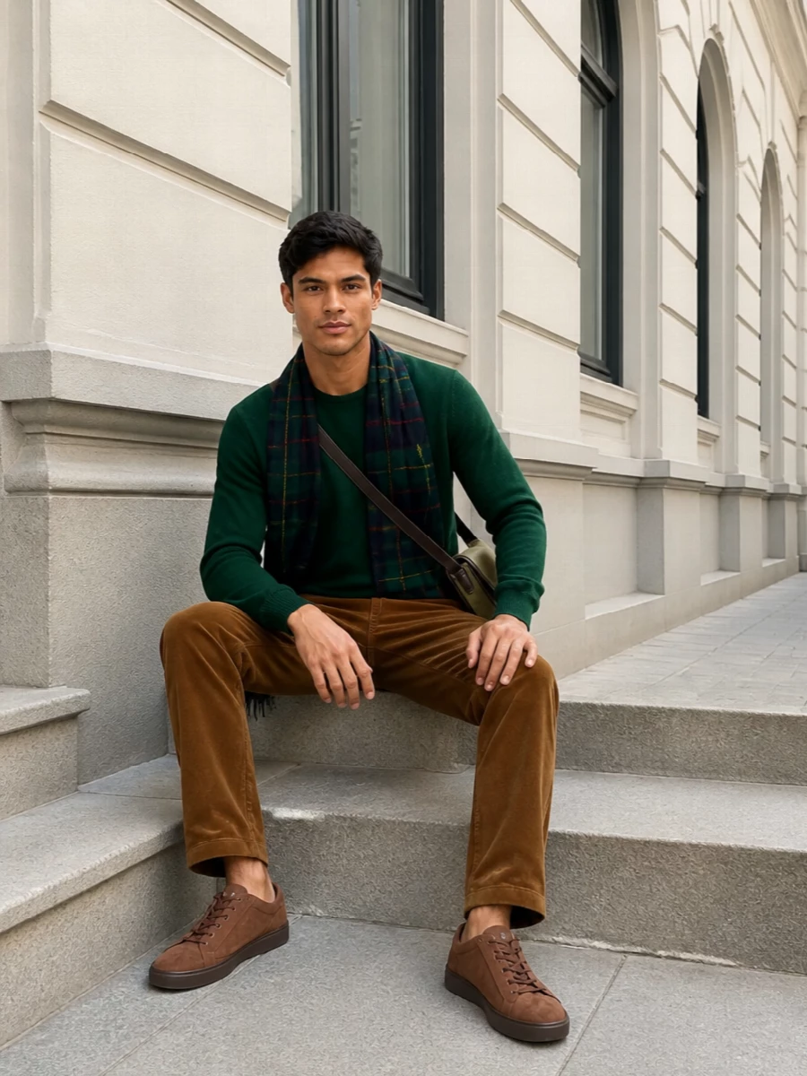 Polo ralph lauren green sweater corduroy trousers