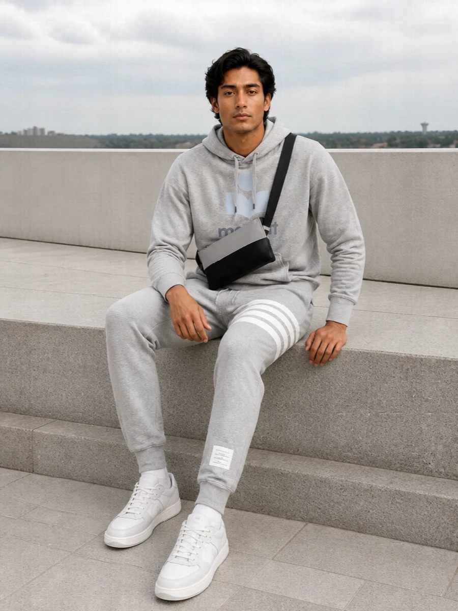 Isabel marant hoodie thom browne joggers outfit