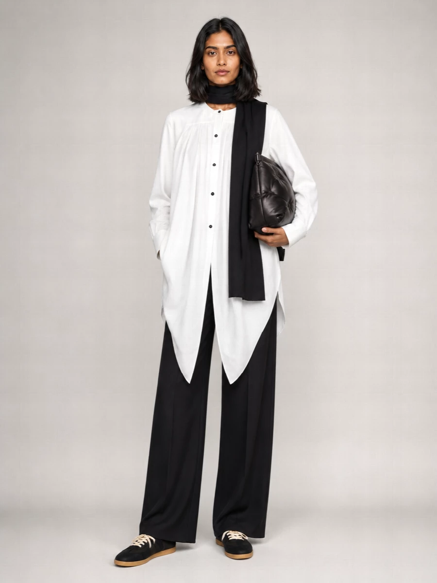 Emporio Armani Pleated Panelled Long-Sleeve Shirt
