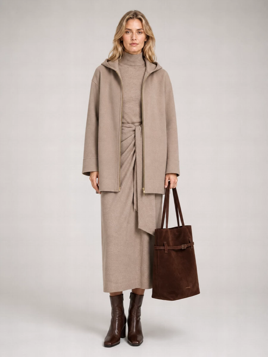 S Max Mara Virgin Wool Hooded Oversized Coat